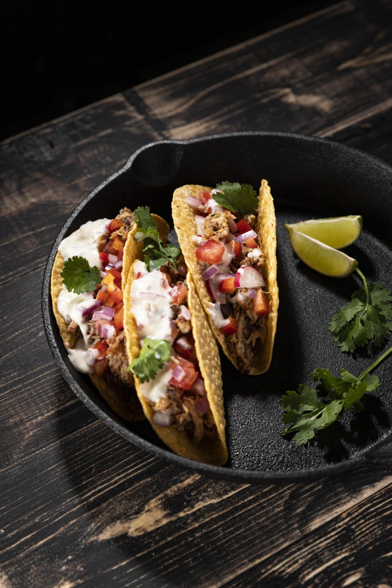 Crispy Black Bean Tacos with fresh toppings.