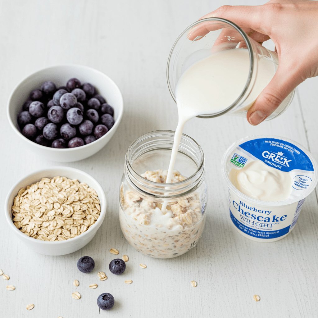 How to Make Creamy Blueberry Cheesecake Overnight Oats 1 How to Make Creamy Blueberry Cheesecake Overnight Oats