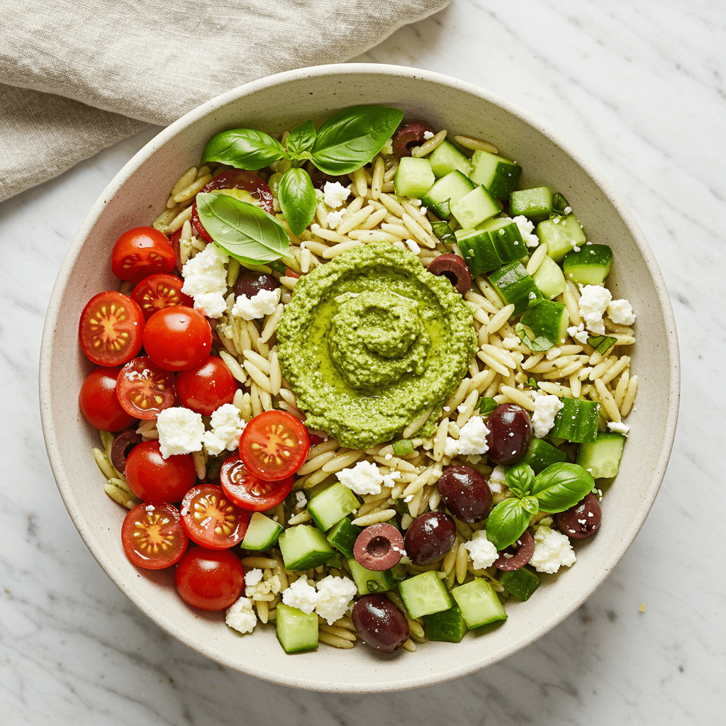This Creamy Pesto Orzo Salad is Your New Favorite Meal Prep 1 This Creamy Pesto Orzo Salad is Your New Favorite Meal Prep