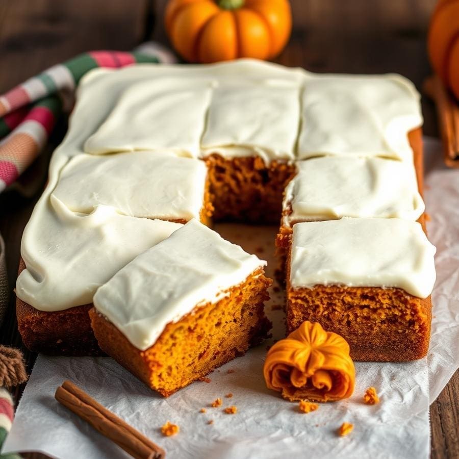 Easy Vegan Pumpkin Cake Bars with Cream Cheese Frosting 1 Easy Vegan Pumpkin Cake Bars with Cream Cheese Frosting