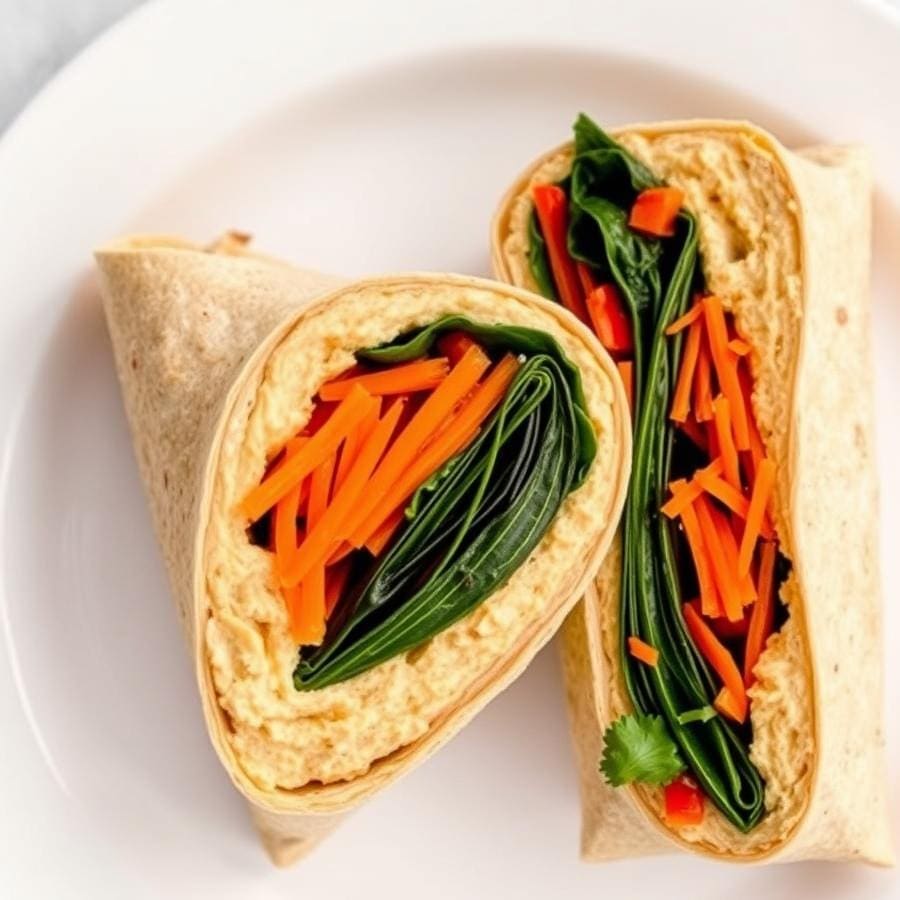 What Can I Make for Dinner? 45 Easy Vegan Recipes for Beginners (Ready in 30 Minutes!) 9 The Ultimate Hummus Veggie Wrap