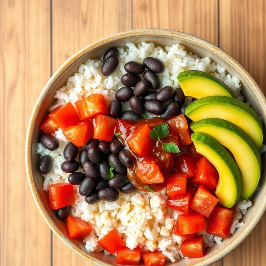 What Can I Make for Dinner? 45 Easy Vegan Recipes for Beginners (Ready in 30 Minutes!) 17 The Easiest Black Beans and Rice Bowl