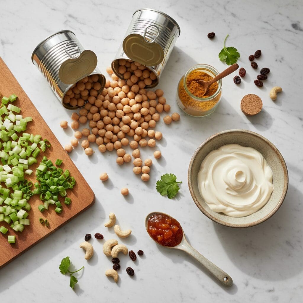 Quick Curry Chickpea Salad: 10-Minute Vegan Lunch That's Flavor-Packed and Filling 3 Key Ingredients and Smart Substitutions