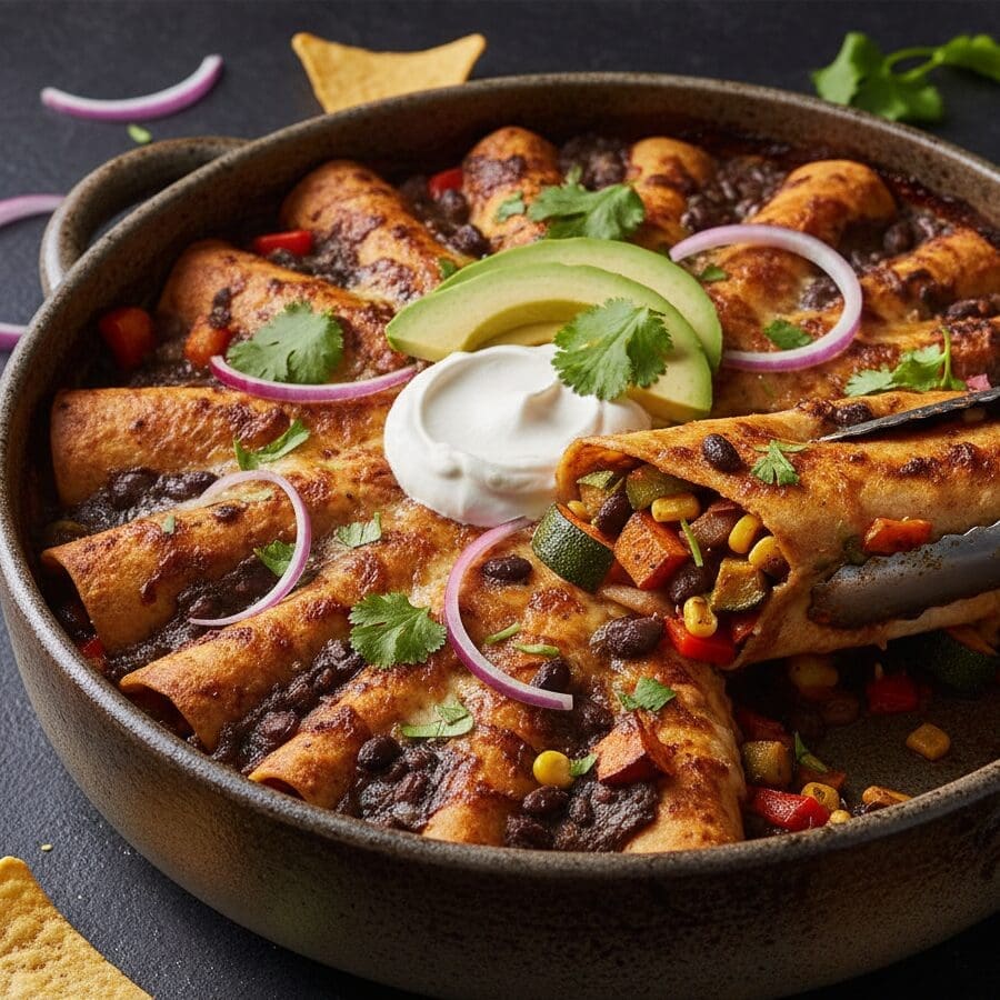 Easy Roasted Veggie Enchiladas with Smoky Black Bean Sauce 1 Easy Roasted Veggie Enchiladas with Smoky Black Bean Sauce
